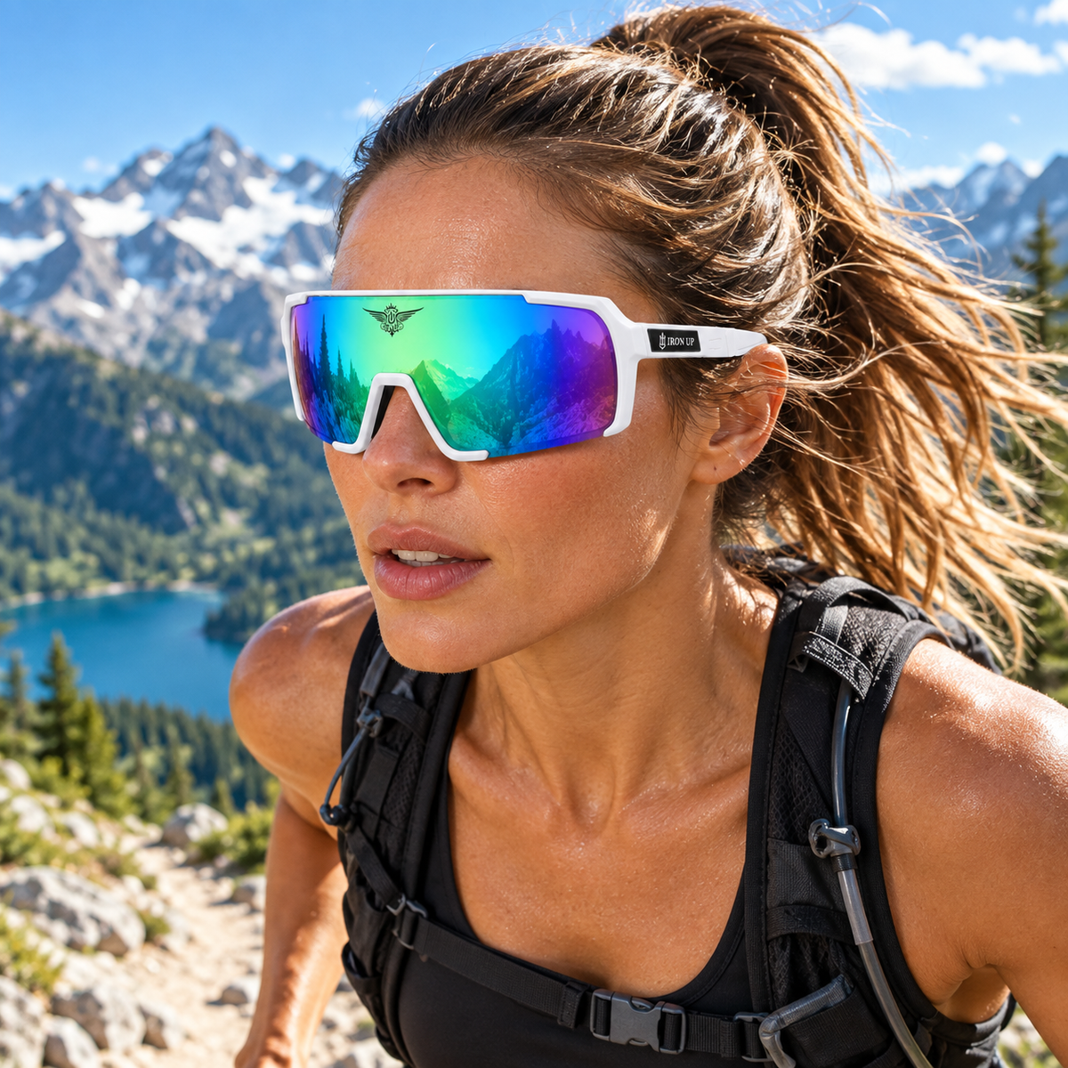 Woman hiking in Iron Up Enduro
