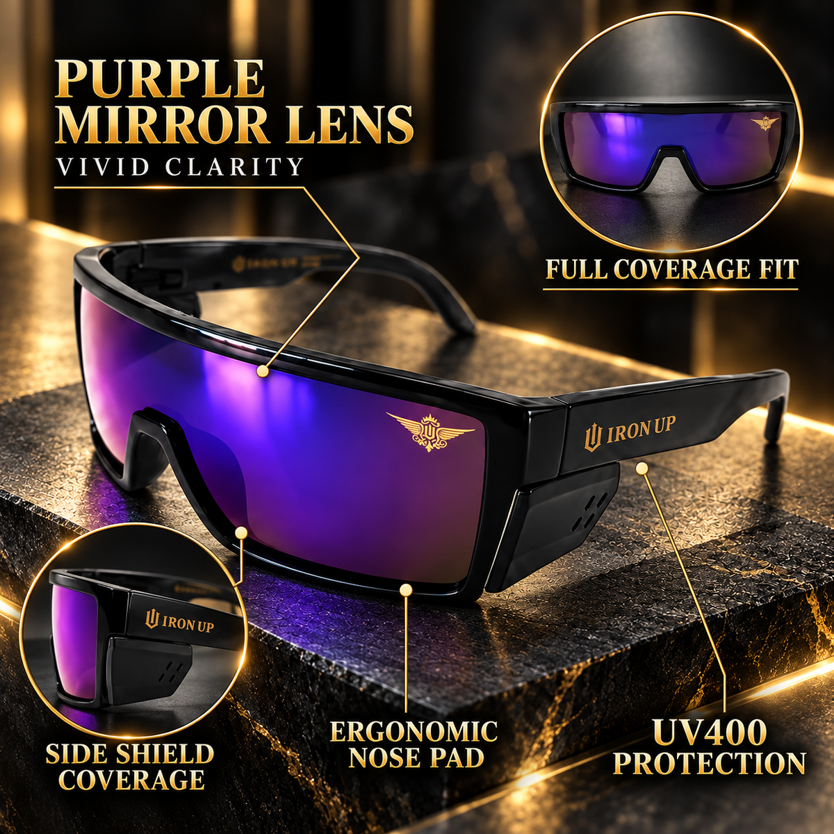 Iron Up PL-87 mirror lens and side shield details