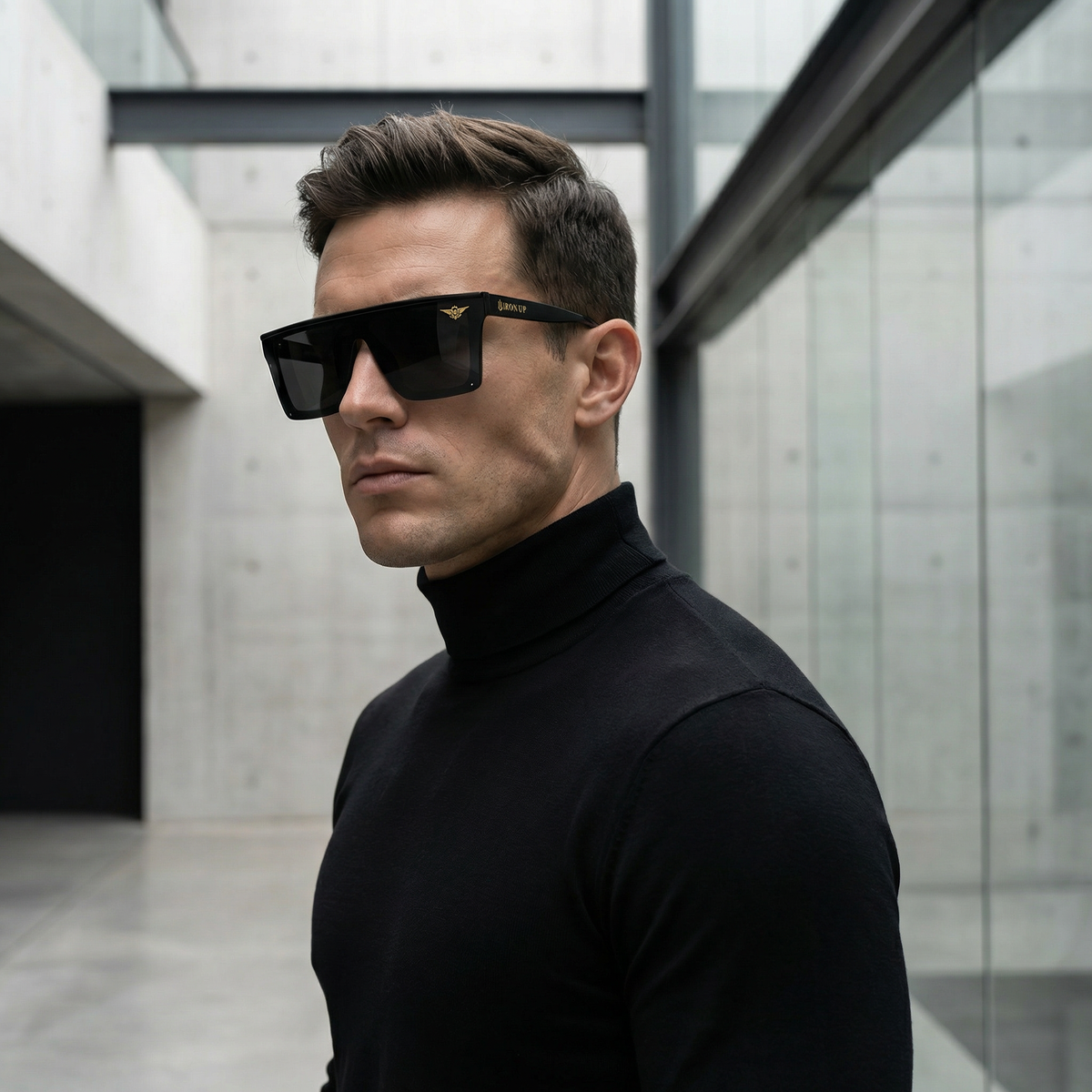 Man wearing Iron Up Enzo sunglasses