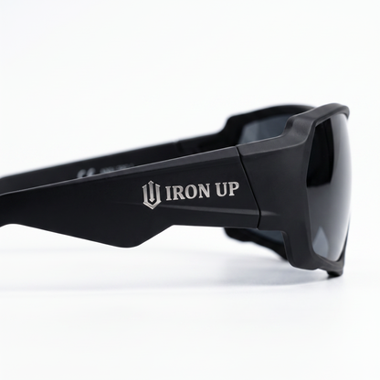 Iron Up Dark Knight polarized tactical safety glasses, side view