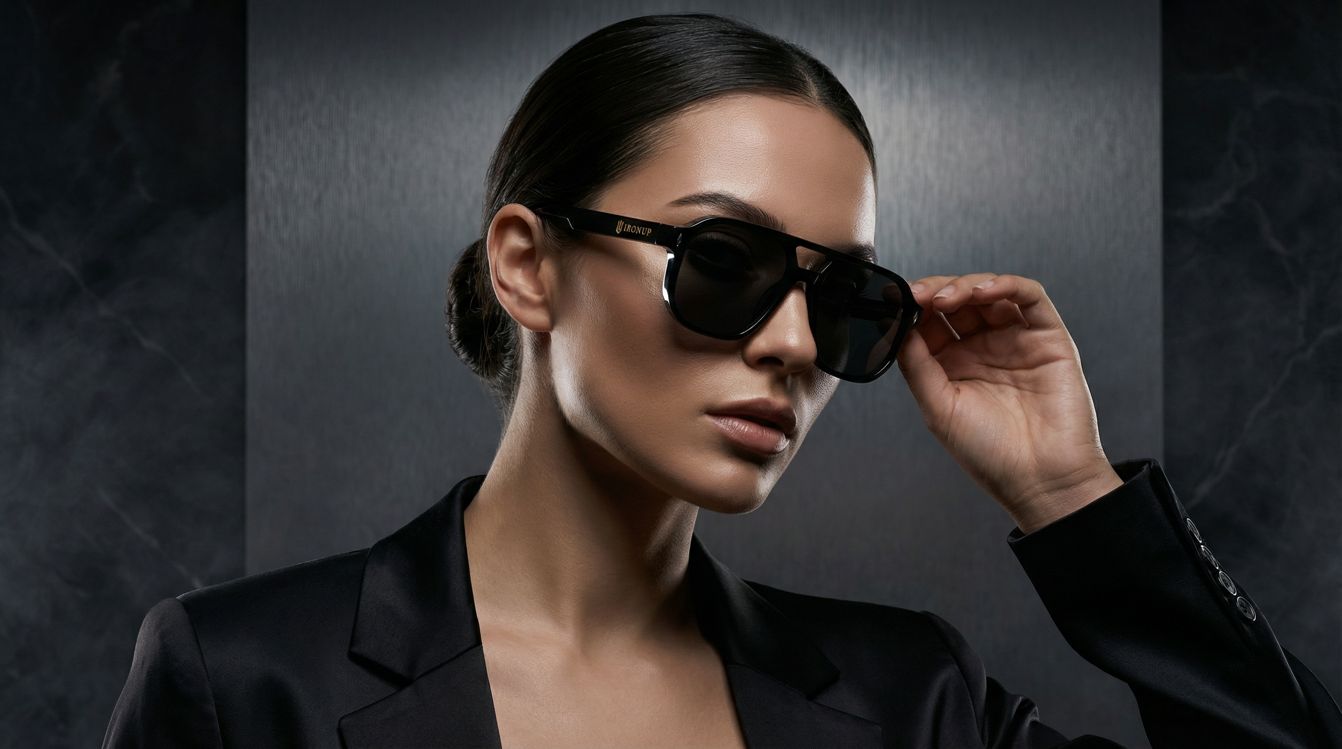 Woman wearing Iron Up Capone sunglasses