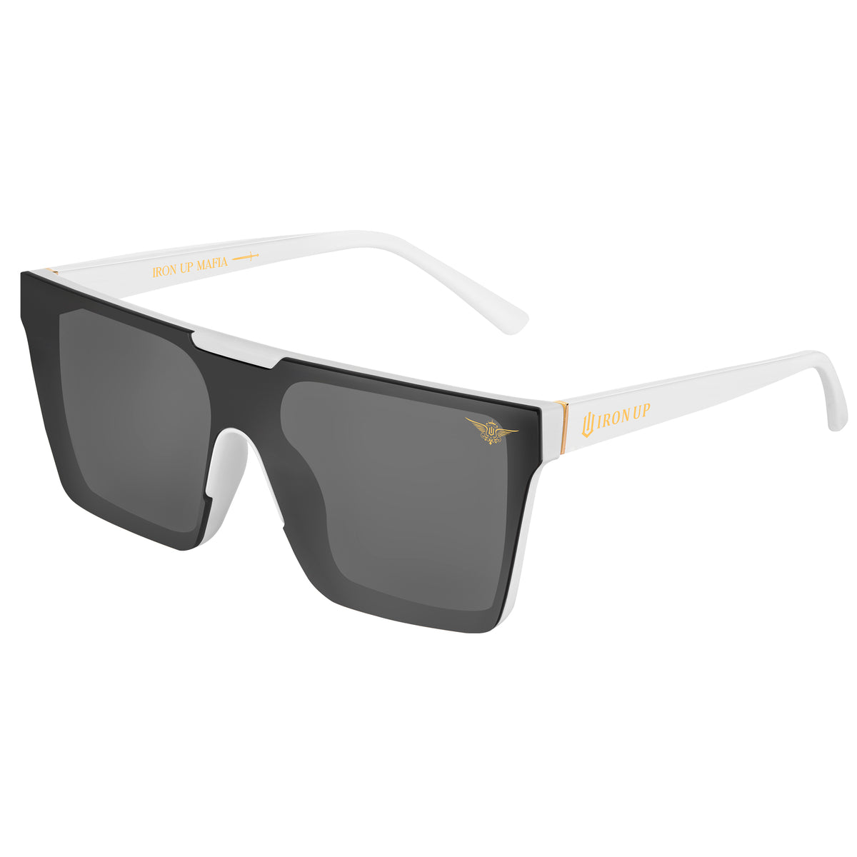 Iron Up Envy sunglasses, white frame with smoke lens