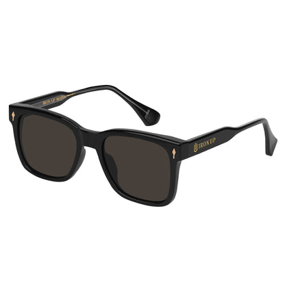 Iron Up Monroe polarized sunglasses, black frame with smoke lens