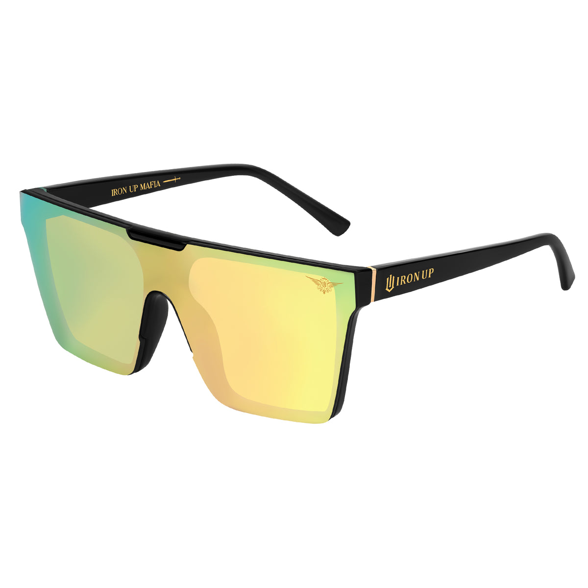 Iron Up Envy sunglasses, black frame with gold mirror lens