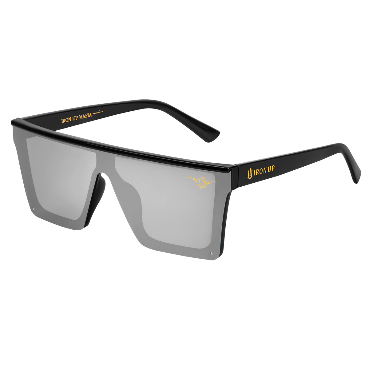 Iron Up Enzo polarized sunglasses, black frame with silver mirror lens