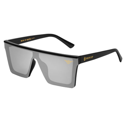 Iron Up Enzo polarized sunglasses, black frame with silver mirror lens