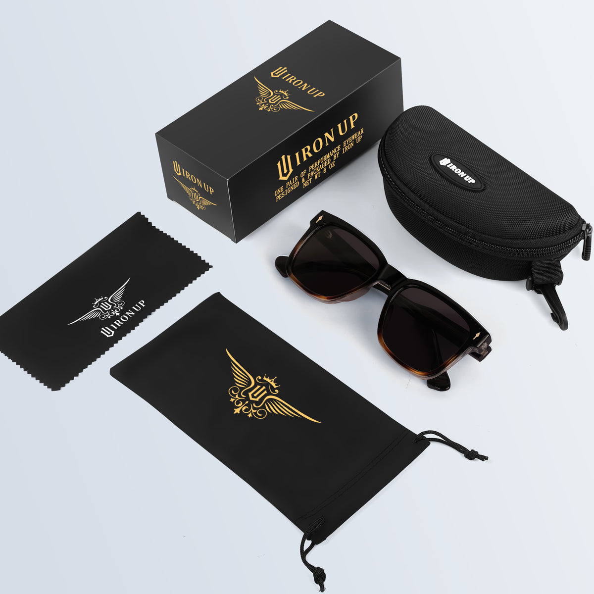 Iron Up Monroe sunglasses with case, box and cleaning pouch