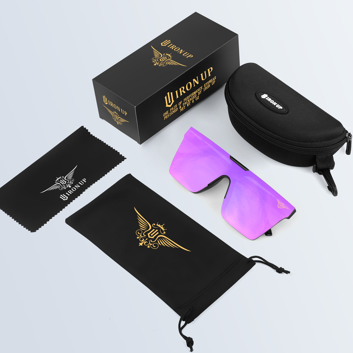 Iron Up Envy sunglasses with case, box and cleaning pouch